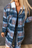 Woolen Lining Plaid Brushed Long Coat