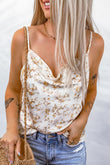 Floral Print Drape Front Tank Top