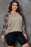 Brown Plaid Raglan Sleeve Sweatshirt