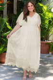 Plus Size Lace A-line Boho Wedding Dress