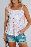 Tied Shoulder Floral Print Babydoll Tank