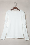 Solid Color Puffy Sleeve Textured Knit Top