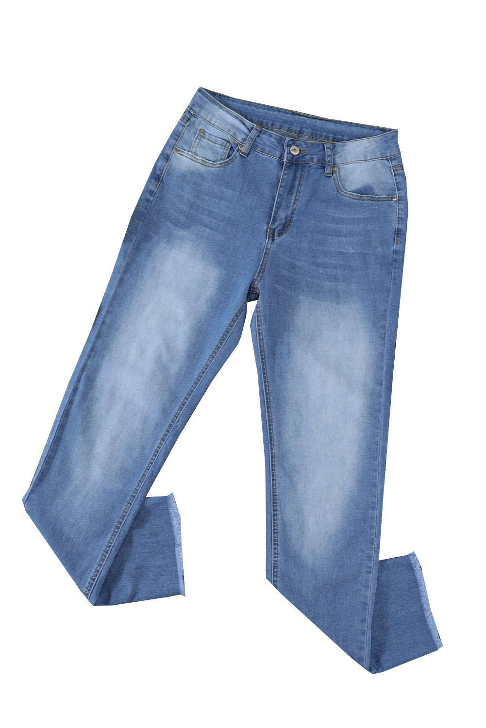 Jean skinny bleu ciel taille haute longueur cheville