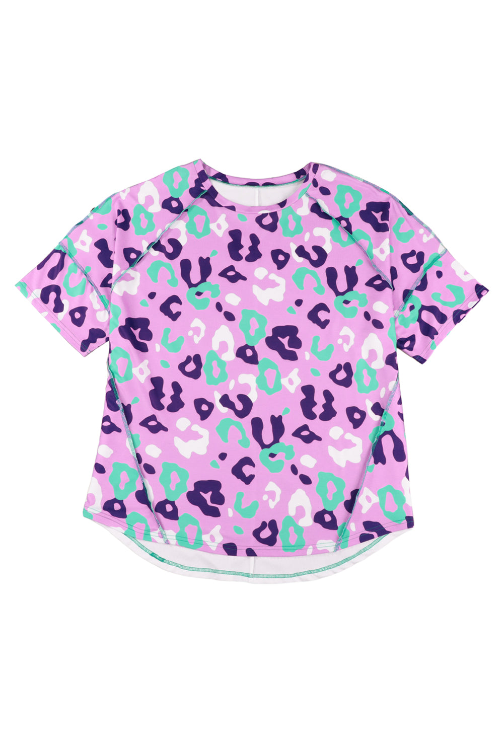 T-shirt à manches courtes Rose Leopard Kiss imprimé de grande taille