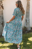 Paisley Print Boho Holiday Ruffle Tiered Maxi Dress