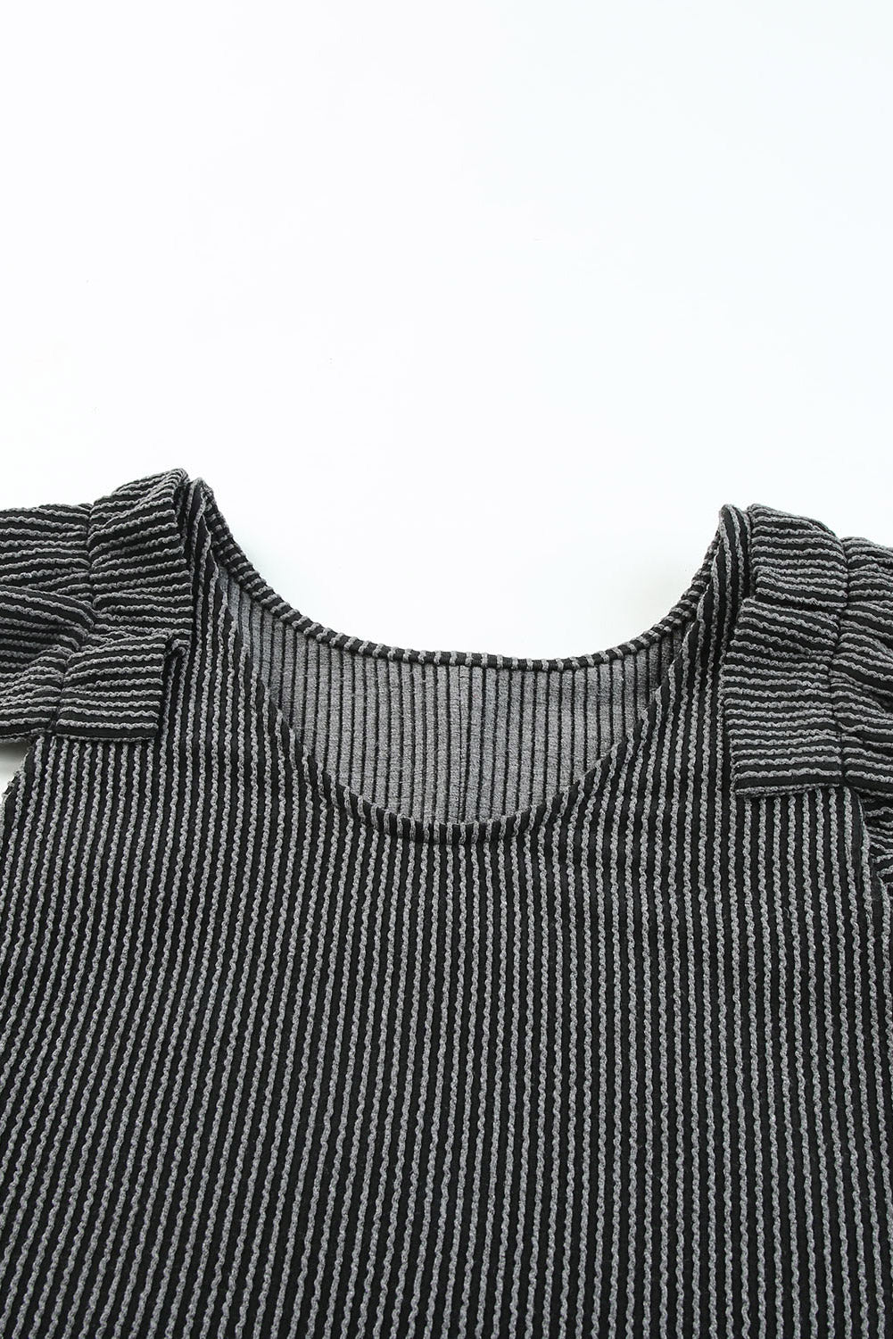 Ruched Shoulders Ribbed Knit Tank Top