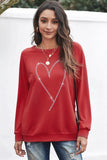 Red Solid Round Neck Raglan Sleeve Sweatshirt