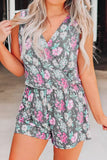 Vintage Wash Floral Print Sleeveless Romper