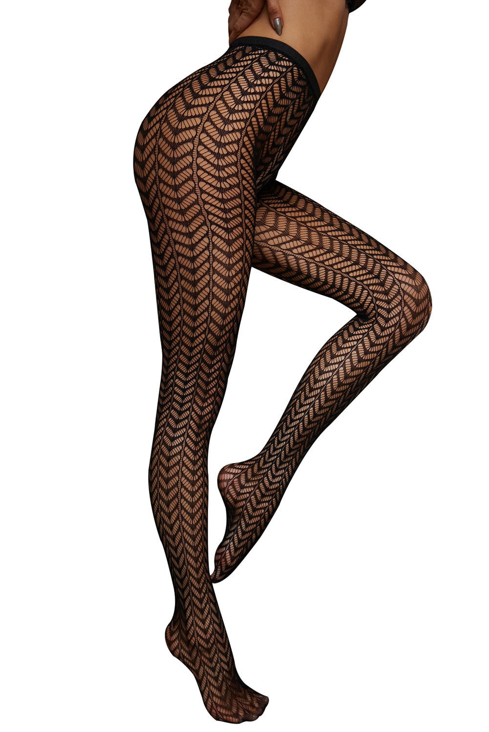 Chevron High Waist Mesh Pantyhose