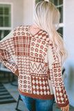 Mixed Pattern V-Neck Oversized Sweater