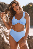 2pcs Textured Twist Bikini Swimsuit