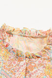 Paisley Print Ruffled Trim Boho Shirt