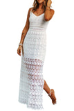 Spaghetti Straps Lace Lined Maxi Dress with Slits