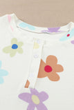 Flower Print Notch V-Neck Flutter Tank