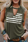 Cutout American Flag Print Tank Top