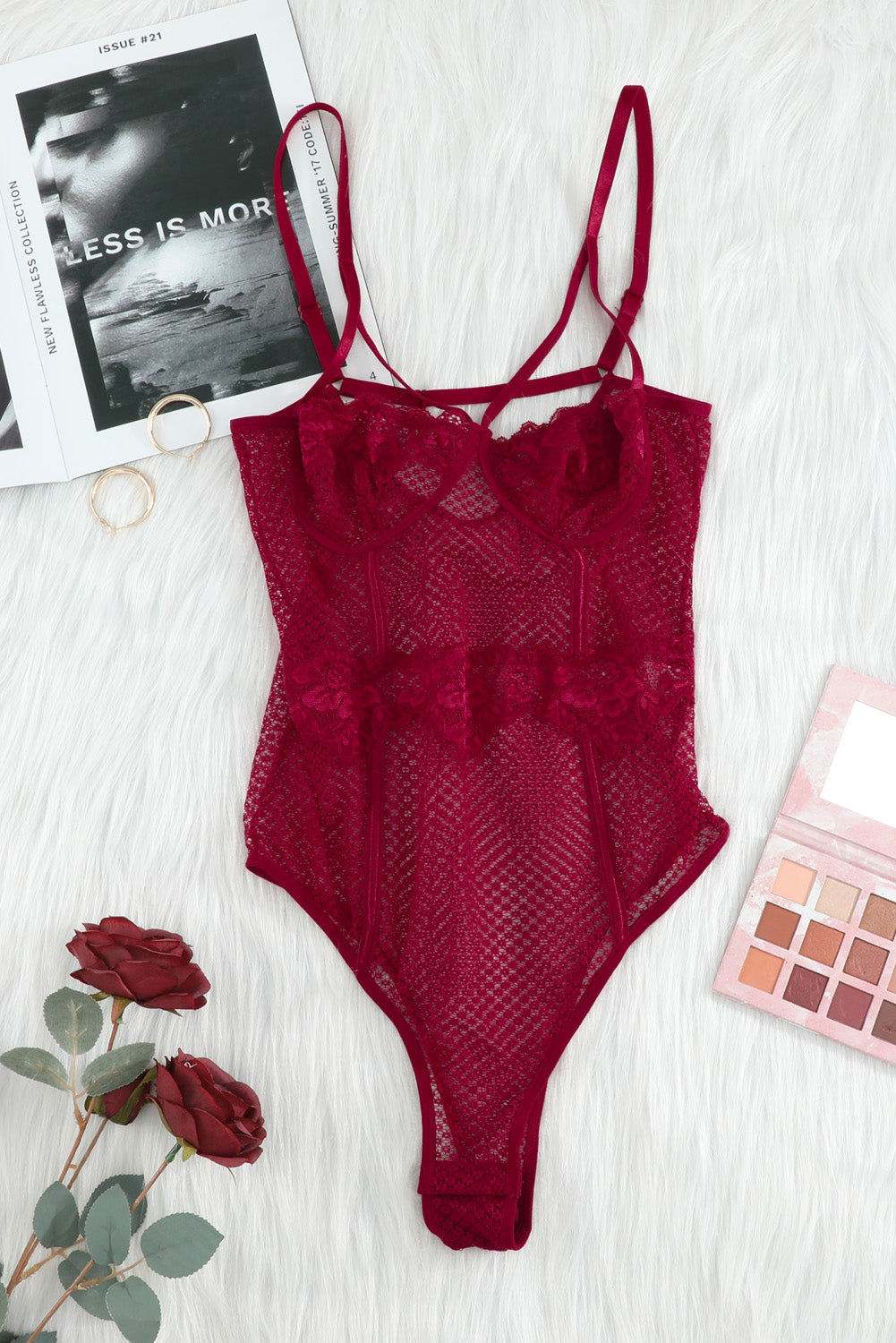 Lace Splicing Mesh Teddy Lingerie