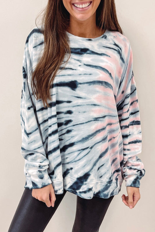 Tie-Dye Crewneck Long Sleeve Shift Pullover