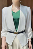 Solid Lapel Collar Satin Blazer