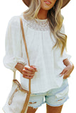 Textured Lace Contrast Ruched Blouse