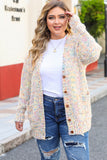 Cardigan Multicolore en Fils Mélangés Grande Taille Abricot