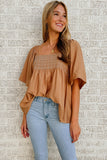 Square Neck Wide Sleeves Flowy Top