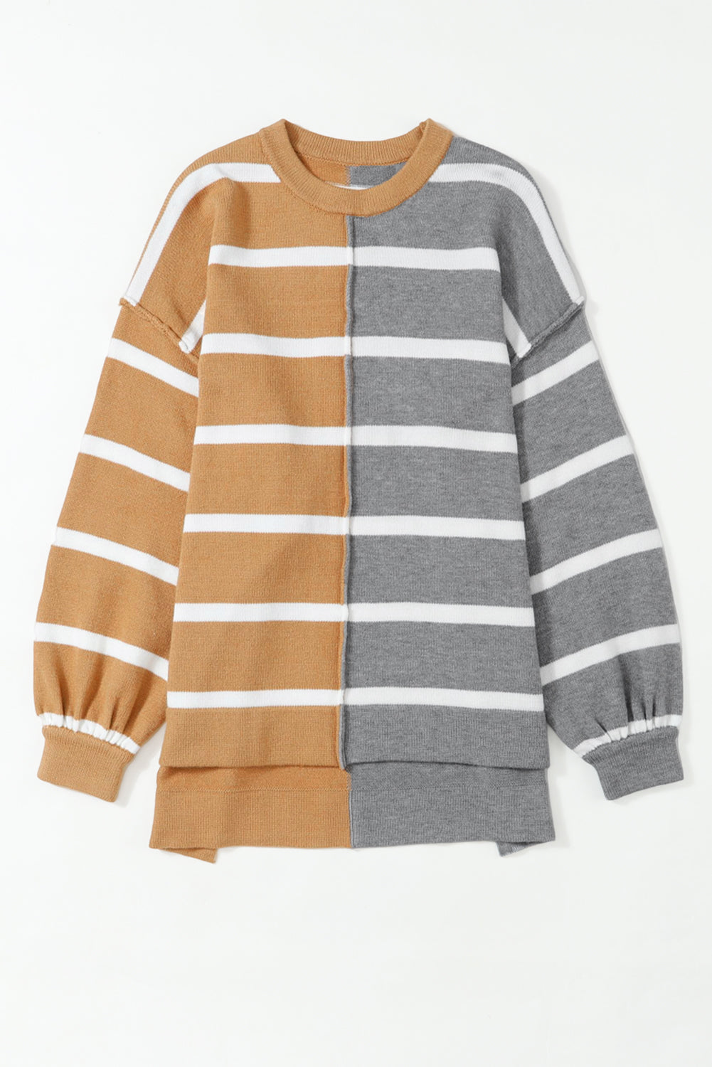 Stripe Oversized Contrast Printed Dropped Shoulder Top