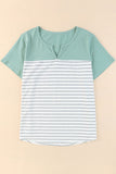 Contrast Striped Plus Size Short Sleeve Tee