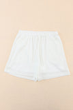 Waffle Knit Lace-up High Waist Wide Leg Casual Shorts