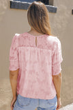 Blouse texturée jacquard smockée rose