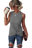 Khaki Rib Knit Cut-out Front Twist Tank Top