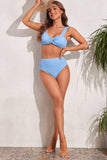 2pcs Textured Twist Bikini Swimsuit