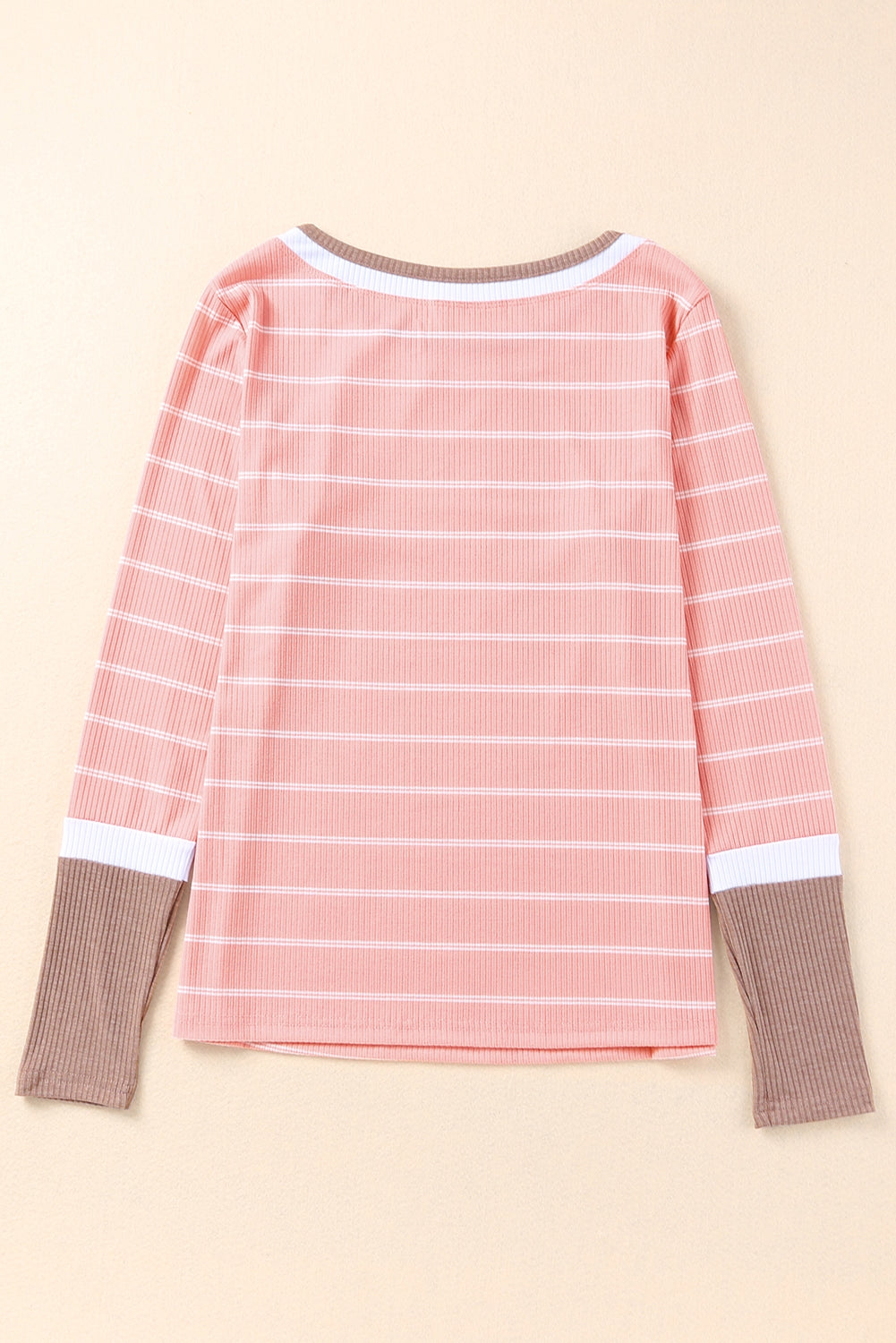 Extend Color Block Cuffs Rib Knit Striped Pullover