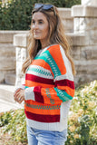 Color Block Striped Loose Sleeve Sweater