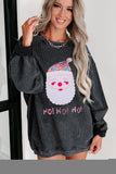 Pink Solid Ribbed Knit Round Neck Pullover Sweatshirt