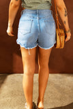 Light Frayed Hem Denim Shorts