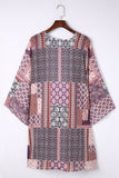 Geometric Print Open Front Kimono