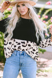 Leopard Color Block Long Sleeve Top