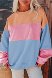 Meadow Mauve Colorblock Patchwork Drop Shoulder Sweatshirt