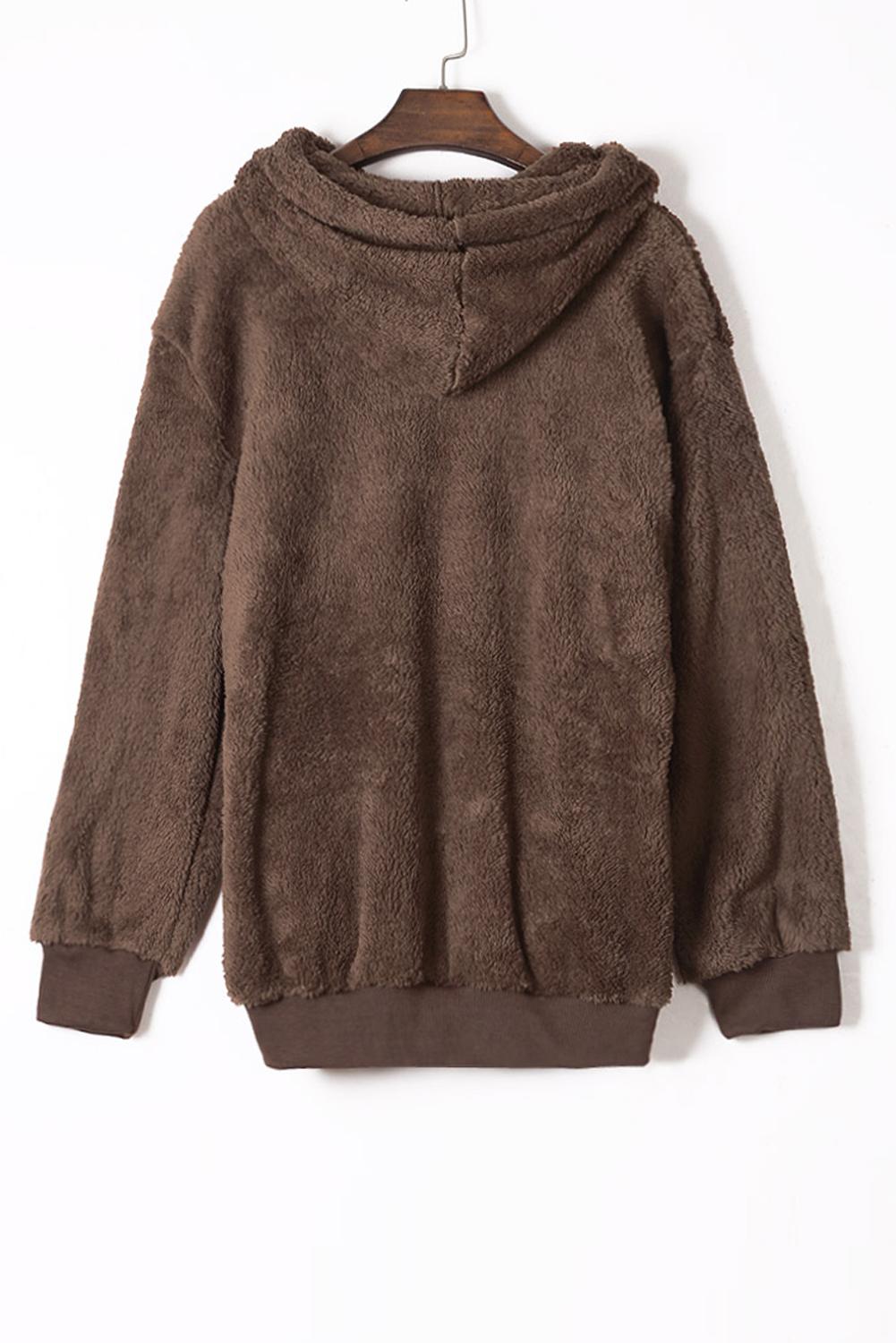 Brown Warm Furry Pullover Hoodie