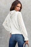 Mock Neck Lace Splicing Long Sleeve Blouse