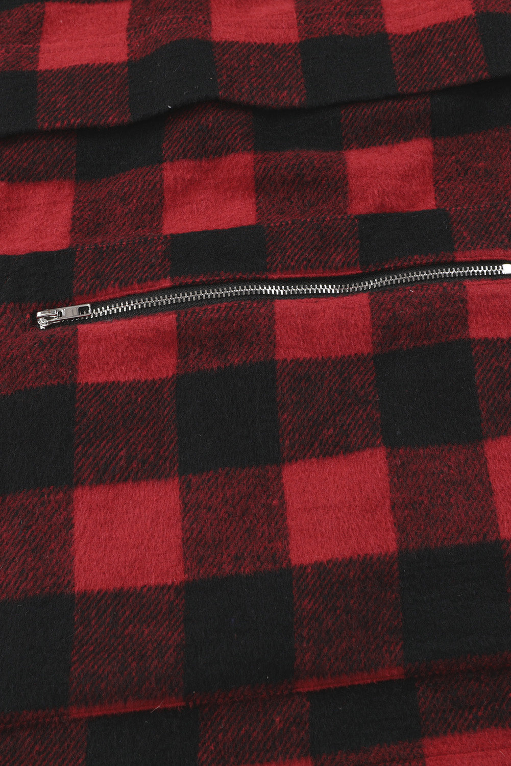 Buffalo Plaid Zipped Front Pocketed Hoodie