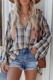 Plaid Pattern Asymmetric Buttons Shirt