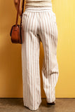 Striped Print Drawstring High Waist Casual Pants