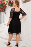 Eyelash Lace Square Neck Plus Size Dress