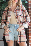 Chest Pockets Buttoned Oversized Plaid Shacket