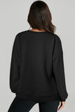 Parchment Solid O Neck High Low Hem Pullover Sweatshirt