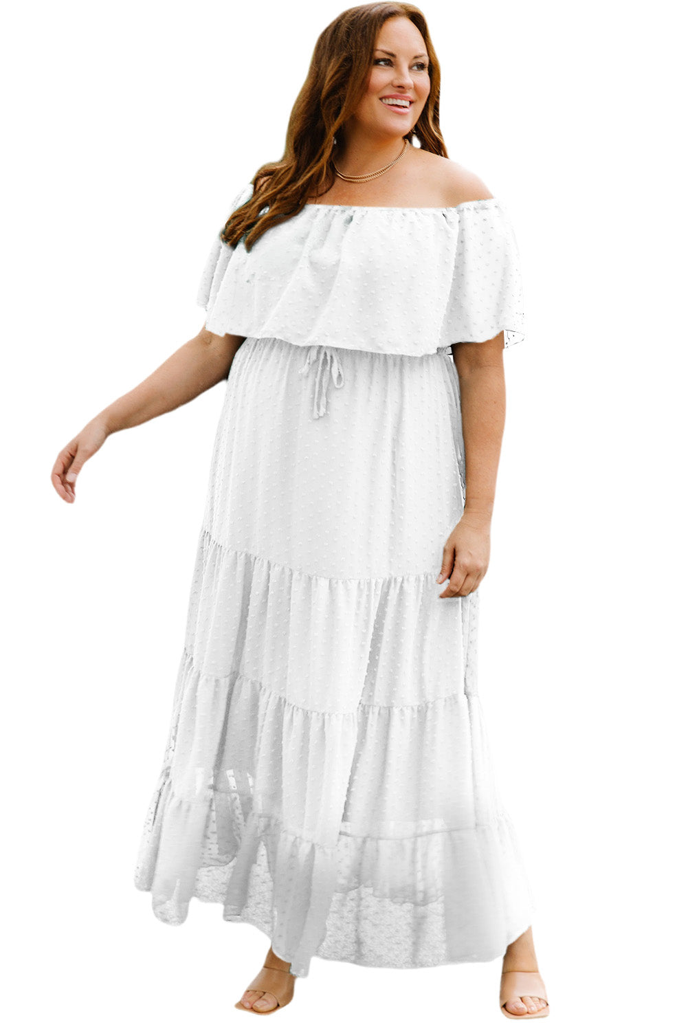 Swiss Dot Plus Size Ruffle Tiered Maxi Dress