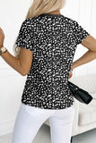 Black Cheetah Print O-neck Short Sleeve T Shirt