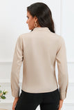 Solid Wrap V Neck Long Sleeve Top