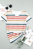 Multicolor Stripes V Neck T-shirt